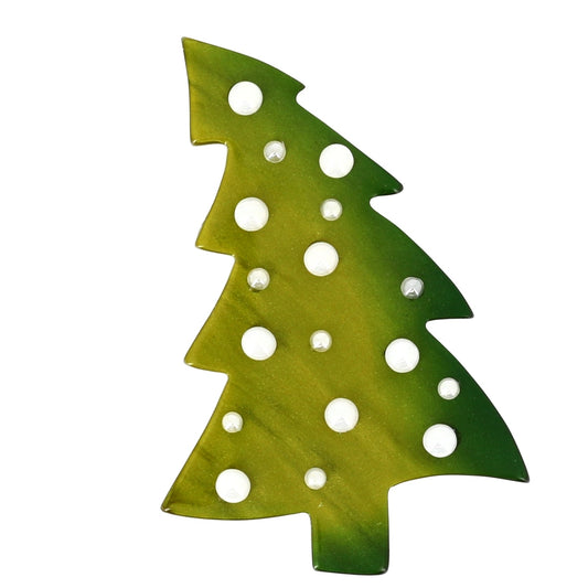 Moss Green Pearl Christmas Tree Brooch - Galalith – Vintage Jewelry - handcrafted by Pavone by Pavone