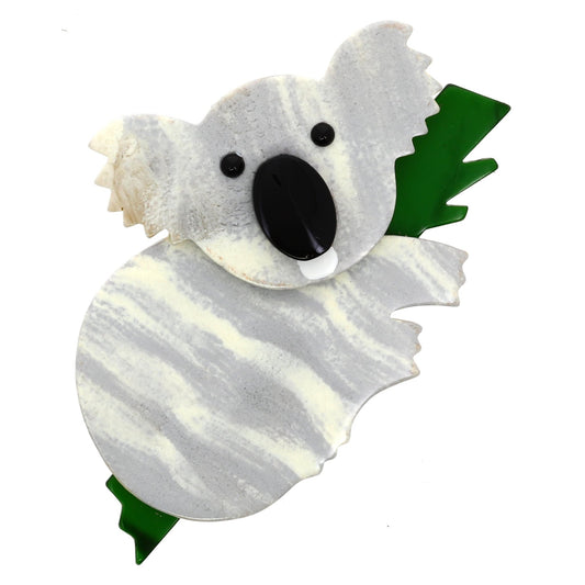 Mottled White Koala Brooch - Galalith – Vintage Jewelry - handcrafted by Pavone by Pavone