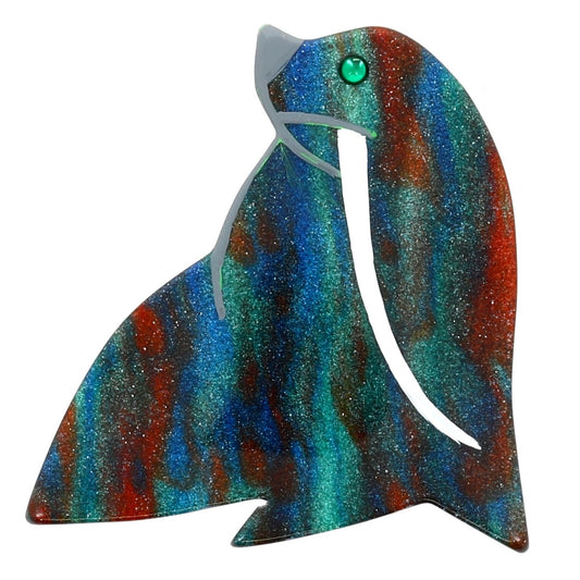 Multicolor Iridescent Walrus Brooch - Galalith – Vintage Jewelry - handcrafted by Pavone by Pavone