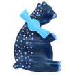 Blue Sitting Teddy Bear Brooch in galalith