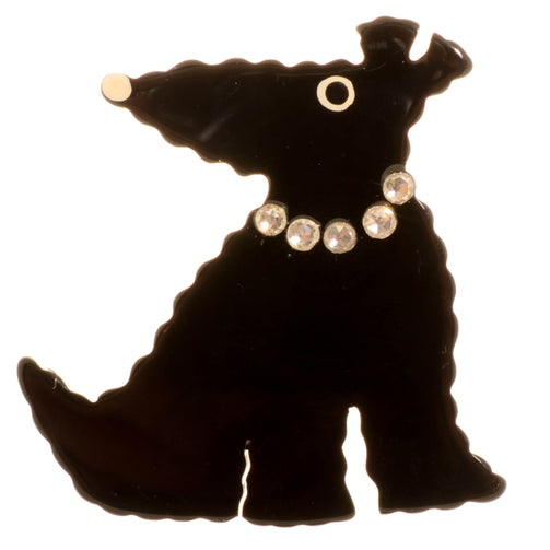 Black Ondulo  Dog Brooch in galalith