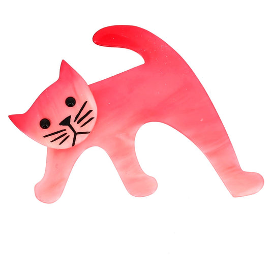 Light Pink Ouistiti Cat Brooch in galalith