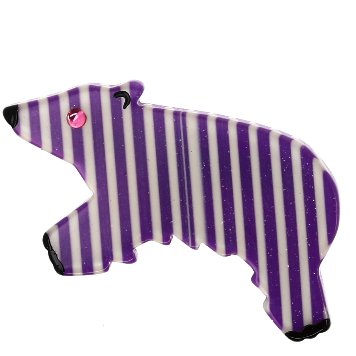 Purple and White Striped Canada Bear Brooch (small size)
