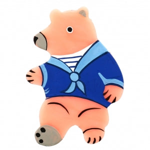 Pink Sailor Cub Brooch in galalith