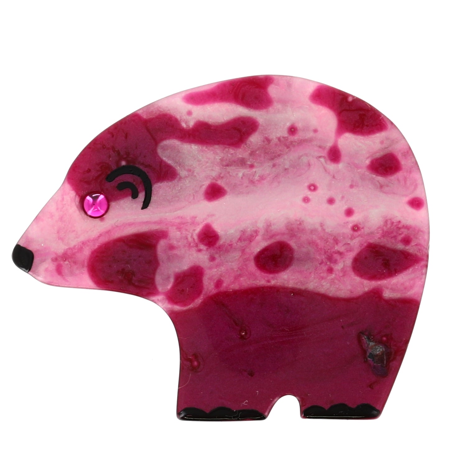 Pink and Cyclamen Round Bear Brooch