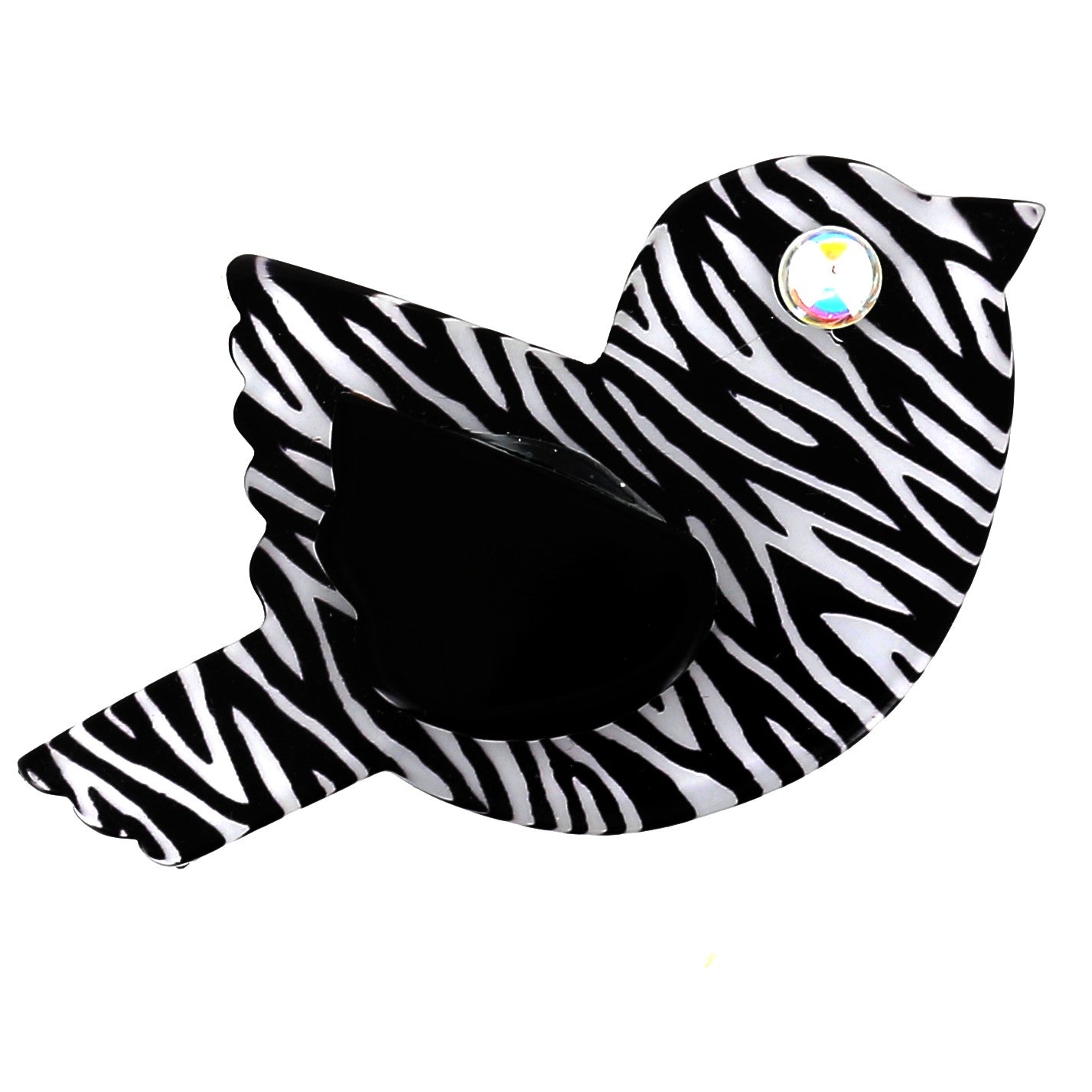 Black and White Zebra Paloma Bird Brooch