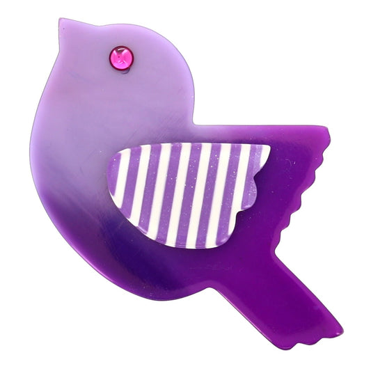 Parma and Striped Purple Baby Paloma Bird Brooch (Little Size) - Galalith – Vintage Jewelry - handcrafted by Pavone by Pavone