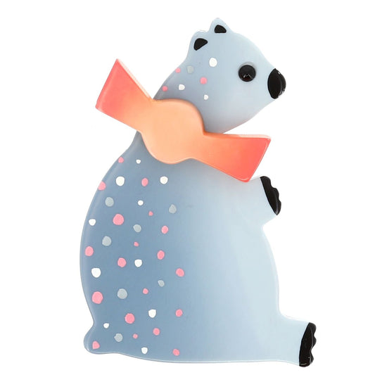 Pearl Grey Sitting Alex Bear Brooch - Galalith – Vintage Jewelry - handcrafted by Pavone by Pavone