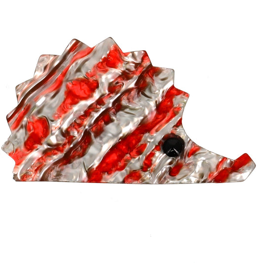 Pearly Red and Grey Hedgehog Brooch - Galalith – Vintage Jewelry - handcrafted by Pavone by Pavone