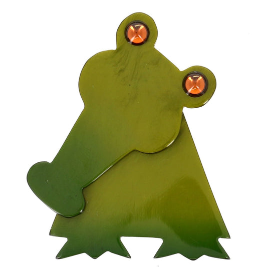 Pickle Green Kroko Crocodile Brooch - Galalith – Vintage Jewelry - handcrafted by Pavone by Pavone