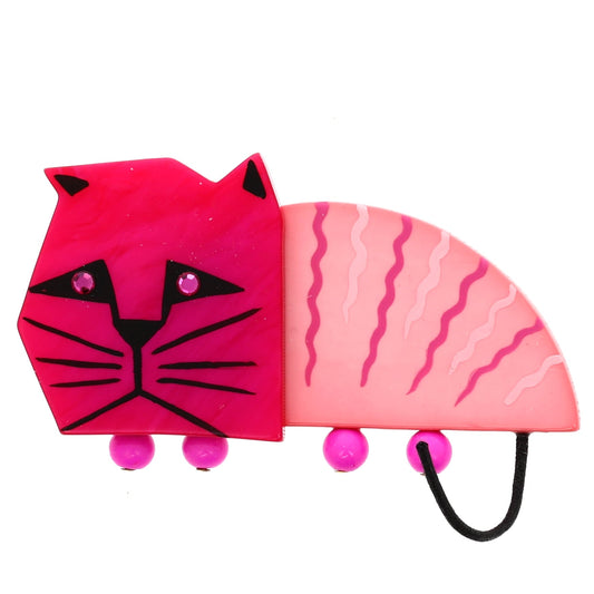 Pink and Fuchsia Grumpy Cat Brooch - Galalith – Vintage Jewelry - handcrafted by Pavone by Pavone