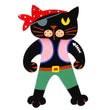 Pink and Green Pirate Cat Brooch