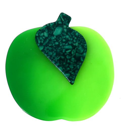 green apple broochin galalith
