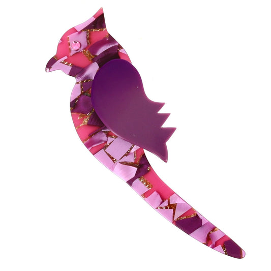 Purple Mosaïc Zazy Bird Brooch - Galalith – Vintage Jewelry - handcrafted by Pavone by Pavone
