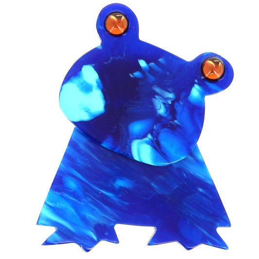 Blue Rana Frog  Brooch in galalith