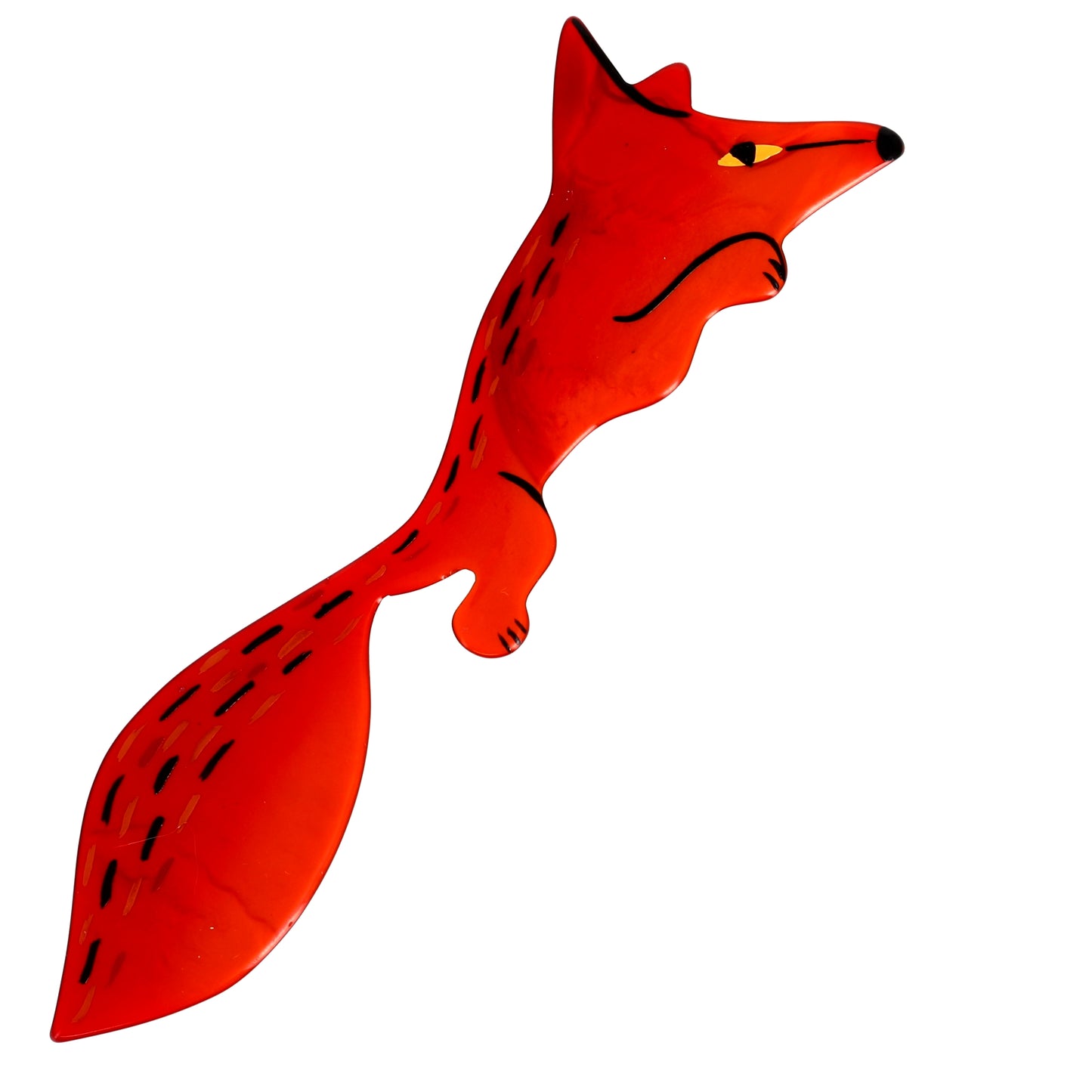 Ginger Long Fox Brooch in galalith
