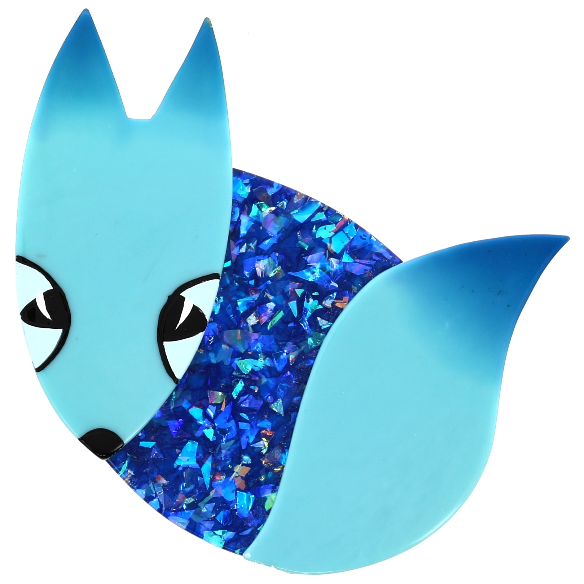 Shiny Blue Mysterious Fox Brooch