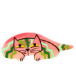 Pink Riton Cat Brooch with anis, green and light almond tigers in galalith