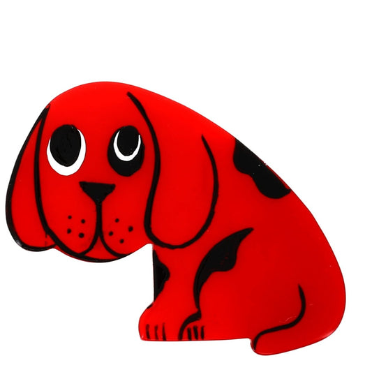 Round Red Dog Brooch (face) - Galalith – Vintage Jewelry - handcrafted by Pavone by Pavone