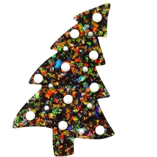 Brilliant Black Pearl Christmas Tree Brooch