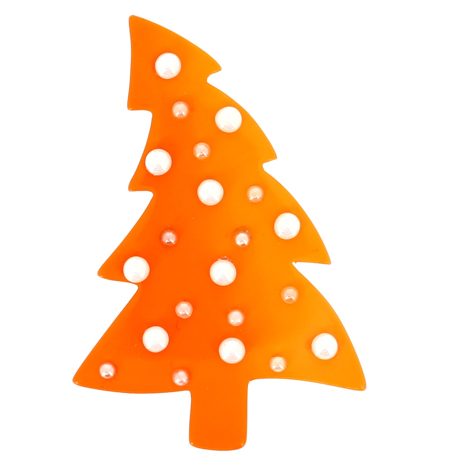 Orange Pearl Christmastree Brooch in galalith