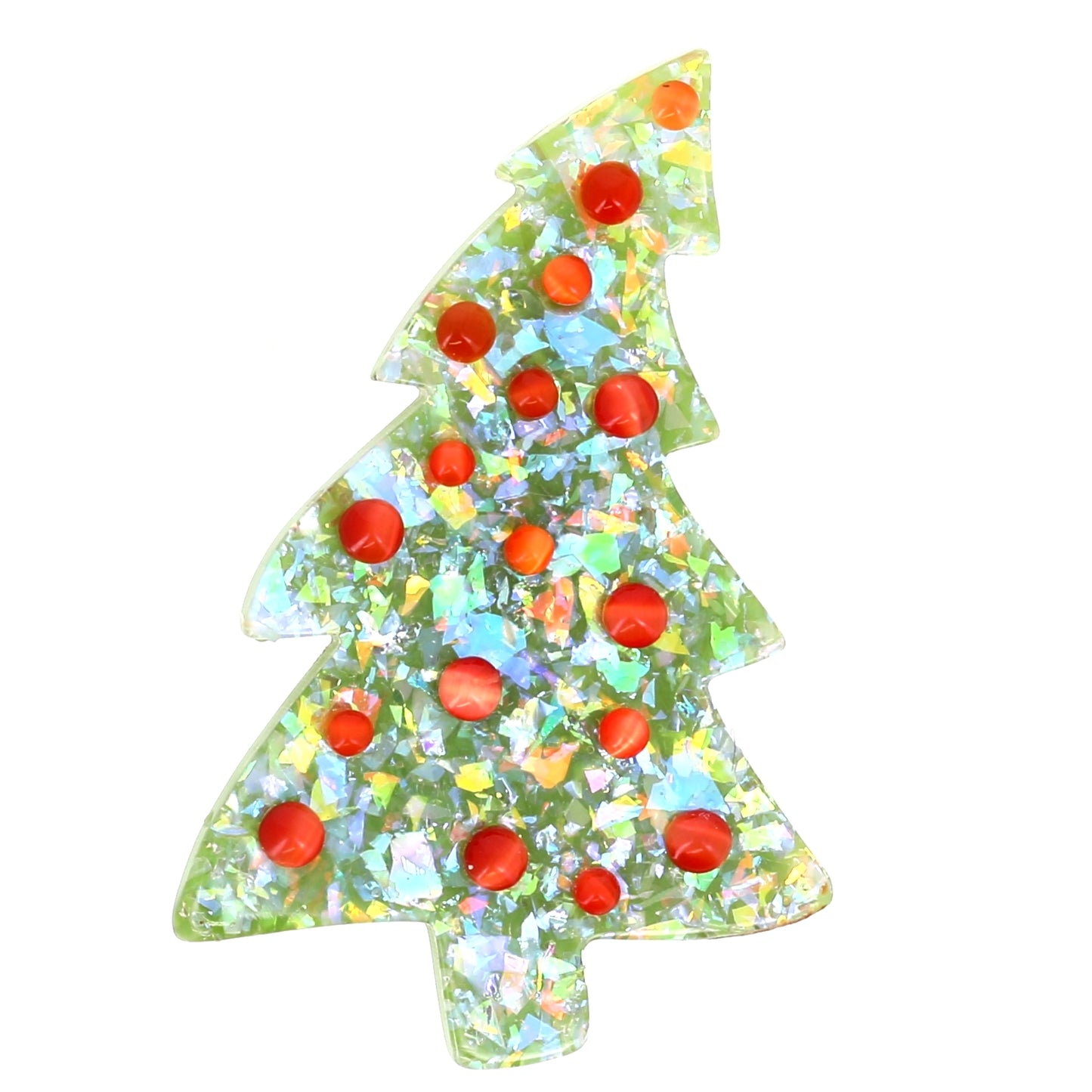 Brilliant moss green and coral Pearl Christmas Tree