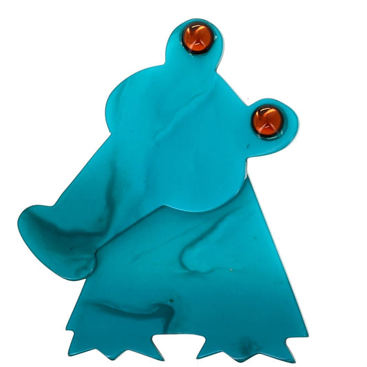 Sarcelle Green Kroko Crocodile Brooch - Galalith – Vintage Jewelry - handcrafted by Pavone by Pavone