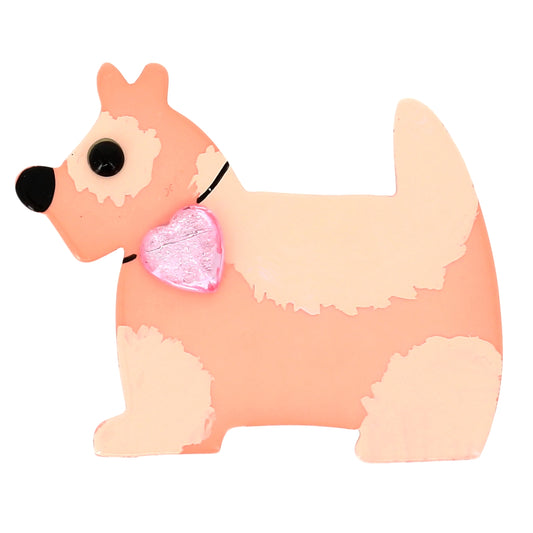 Light Pink Savoy Dog Brooch in galalith