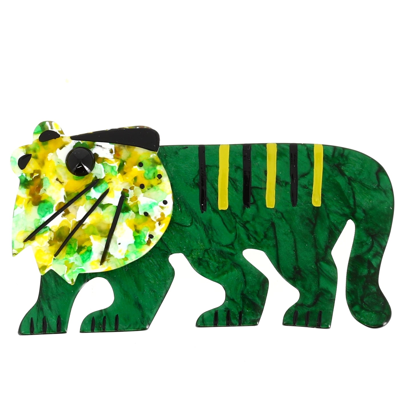 Malachite Green and Sequins Tiger Tigredou Brooch
