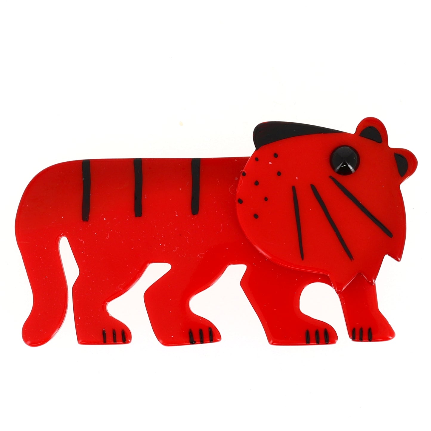 Red Tiger Tigredou Brooch in galalith