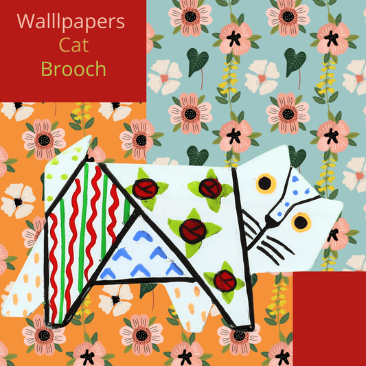 White Wallpapers Cat Brooch - Galalith – Vintage Jewelry - handcrafted by Pavone by Pavone