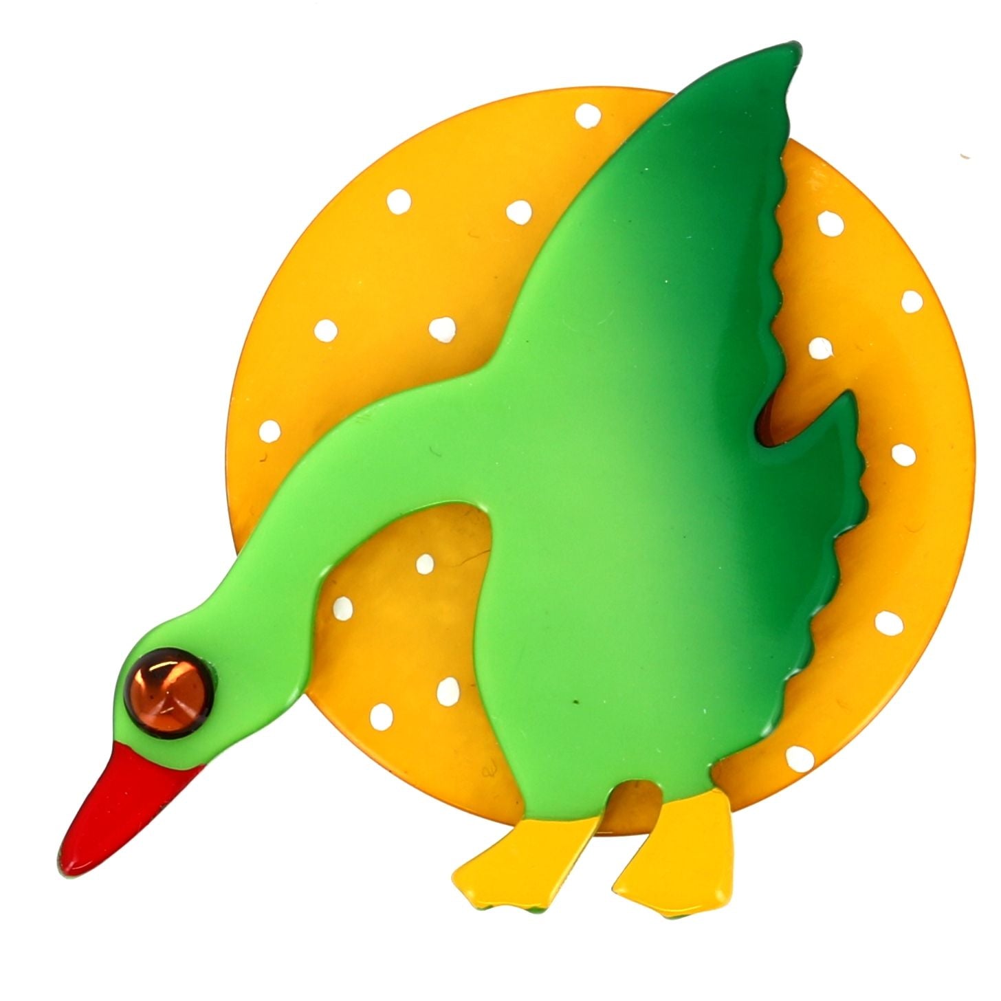 Yellow Green Goose Brooch - Galalith – Vintage Jewelry - handcrafted by Pavone by Pavone