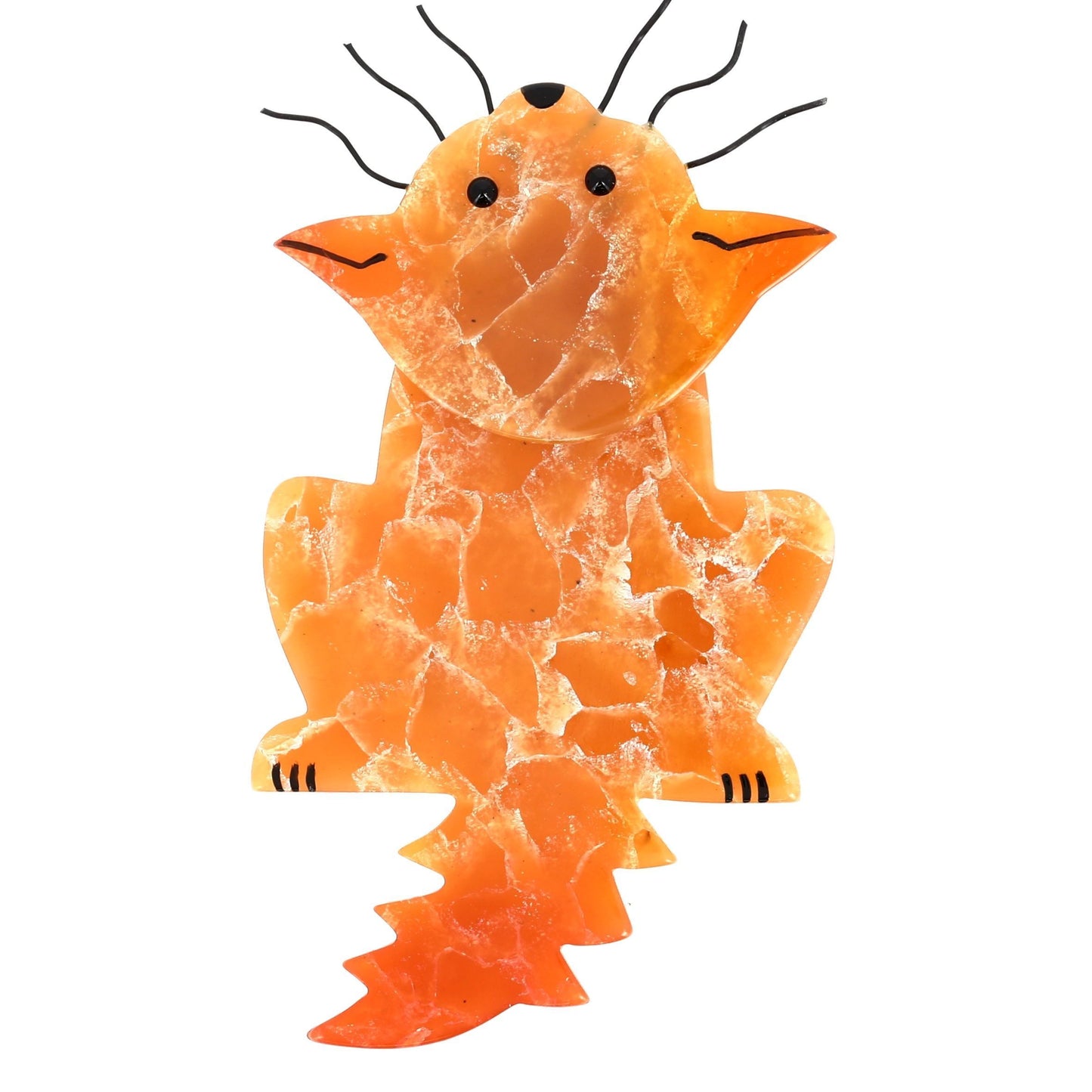 Veined Honey Zenith Cat Brooch in galalith