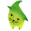 Anis Green Zorro Cat Brooch in galalith